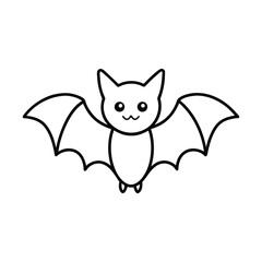outline illustration little vampire bat cartoon 