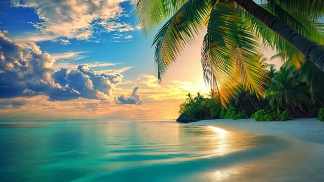 Beautiful tropical beach and flowers. Selective focus. Nature.