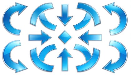 Set of glossy blue arrows