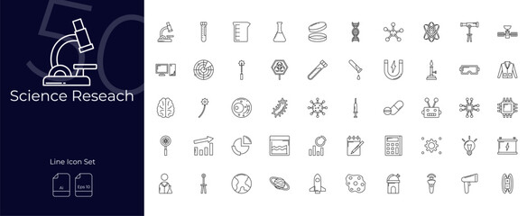 Science Research Line Editable Icons set. Vector illustration in modern thin line style of Science Research icons: research, laboratory, experiment, etc