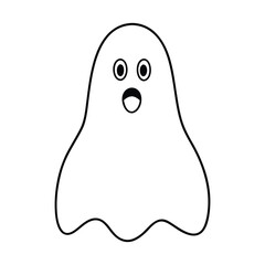 outline illustration scared ghost cartoon