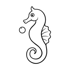 outline illustration seahorse family cartoon