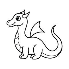  outline illustration small dragon cartoon 