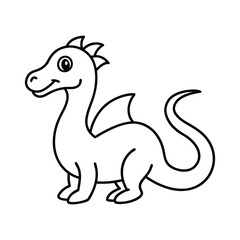  outline illustration small dragon cartoon 