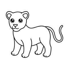 Fototapeta premium outline illustration small lion cub cartoon
