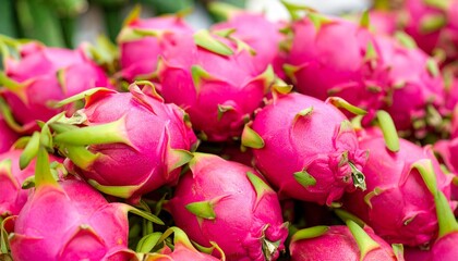 Close up of red dragon fruit in the market
