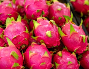 Close up of red dragon fruit in the market