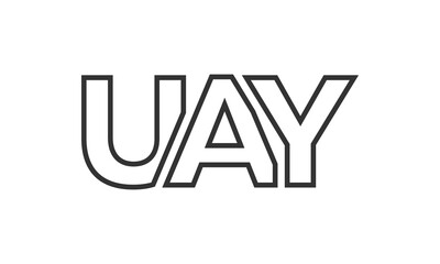 UAY logo design template with strong and modern bold text. Initial based vector logotype featuring simple and minimal typography. Trendy company identity.