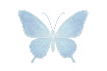 Beautiful white butterfly with transparent wings on a transparent background, perfect for fantasy and ethereal projects