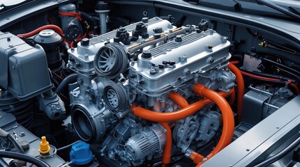 Car Engine with Dual Cylinder Block