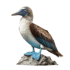 Obraz premium A bluefooted booby bird stands on a rock, isolated on transparent background on transparent background