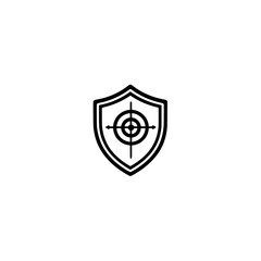 Shield Icon with Target Symbol Representing Precision Security and Focused Protection Concept