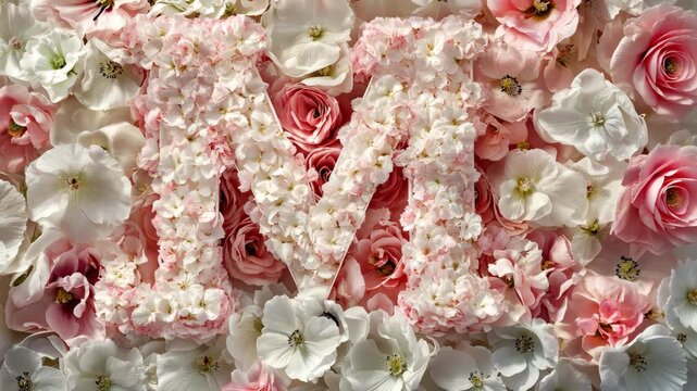 Letter M made of flowers for mother's day. Selective focus. holiday.