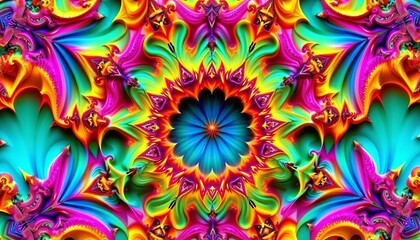 Intricate, self-similar, abstract fractal design in vibrant hues,  algorithm,  psychedelic