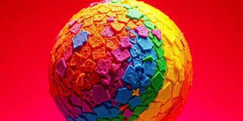 Rainbow textured ball with vibrant colors and playful design,  kids,  toy ball