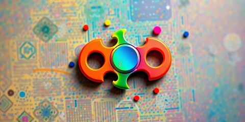 Rainbow silicone fidget toy fragment, top view on vibrant background,  colorful,  rainbow