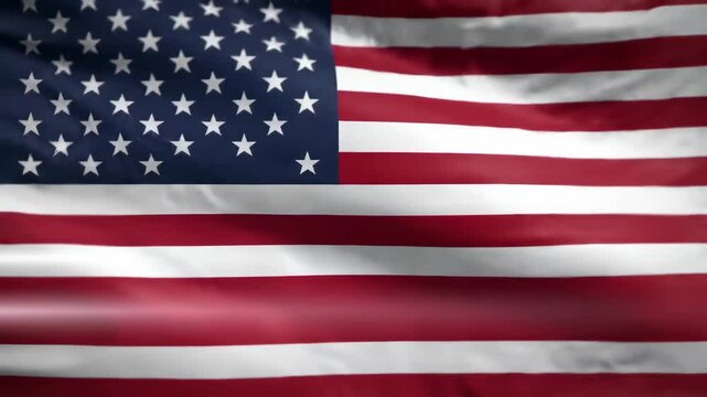 Photorealistic waving US flag, detailed fabric, stars and stripes, solemn animation
