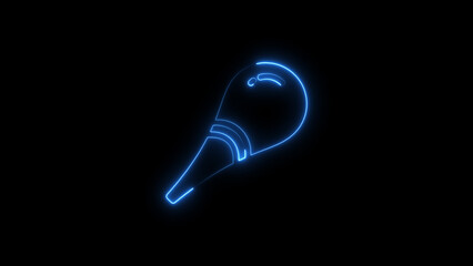 Blue neon lit medical aspirator silhouette on black backdrop for healthcare and science concepts