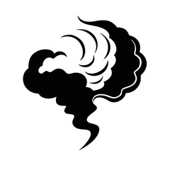 Abstract Smoke or Cloud Swirl Icon in Black-Black and white abstract illustration of swirling smoke or cloud, ideal for representing wind, vapor, storm, or mystical elements.