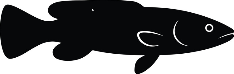 Silhouette freshwater bass fish swimming aquatic animal vector illustrator
