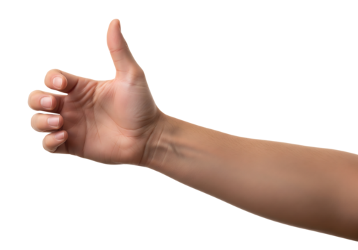 Hand in a gripping position Isolated on transparent background, png