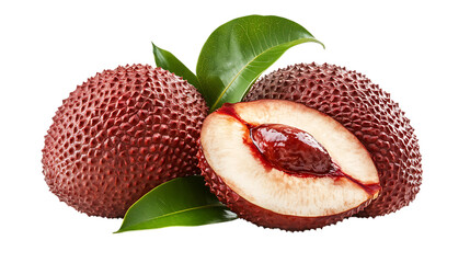 Salak Snake fruit with half slices with leaves png