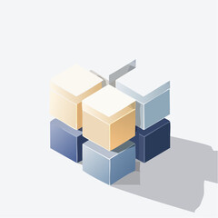 layered cubes and shadows, deep perspective, soft glow