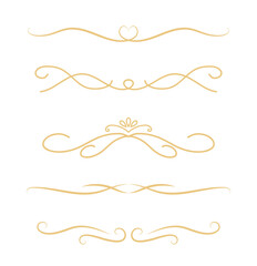 Set of Vintage decorative golden lines. text dividers. Gold line border. Lines separators, Borders, Vintage dividers, Underline elements. Vector illustration