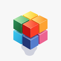 Obraz premium layered cubes and shadows, deep perspective, soft glow