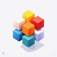 layered cubes and shadows, deep perspective, soft glow