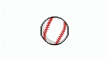 8-bit retro pixel style baseball isolated on white background vintage sports pixel art classic gaming inspired design illustration