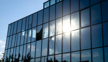 Obraz premium Broken glass office building