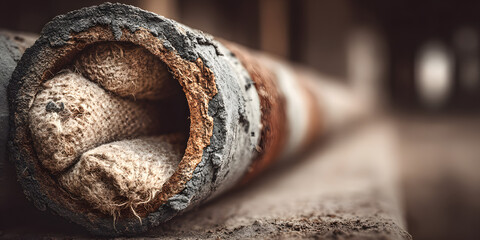 Image featuring a pipe with asbestos insulation clearly visible, emphasizing the importance of recognizing asbestos insulation in various settings for safety and health awareness.
