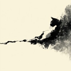 Obraz premium Close-up on sumie ink textures in traditional japanese brush art