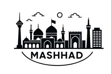 Mashhad city skyline with iconic buildings and landmarks