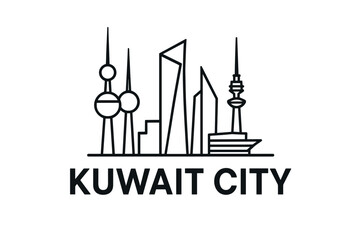 Fototapeta premium Kuwait City skyline with iconic buildings and landmarks