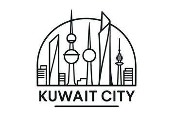 Fototapeta premium Kuwait City skyline with iconic buildings and landmarks