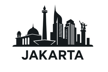 Jakarta city skyline with iconic buildings and landmarks