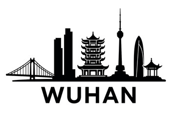 Obraz premium Wuhan city skyline with iconic buildings and landmarks