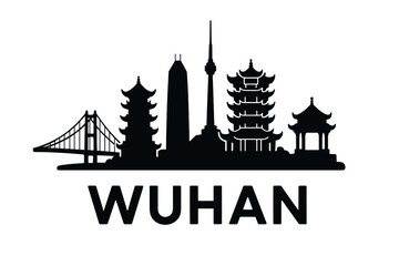 Fototapeta premium Wuhan city skyline with iconic buildings and landmarks