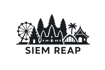 Fototapeta premium Siem Reap city skyline with iconic buildings and landmarks