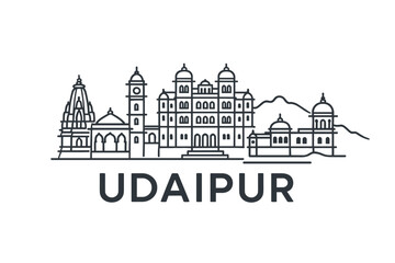 Obraz premium Udaipur city skyline with iconic buildings and landmarks