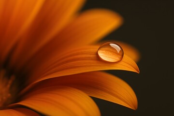 Close-up of Orange Flower Petal with Water Droplet – Nature Macro