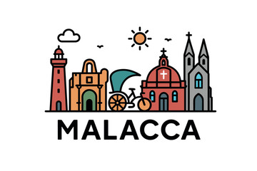 Fototapeta premium Malacca city skyline with iconic buildings and landmarks