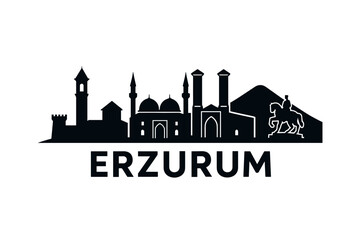 Fototapeta premium Erzurum city skyline with iconic buildings and landmarks