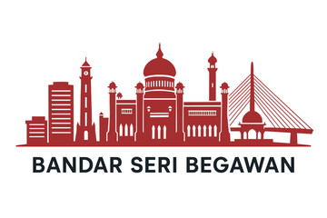Fototapeta premium Bandar Seri Begawan city skyline with iconic buildings and landmarks