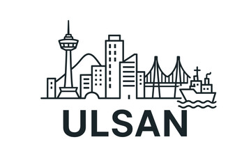Obraz premium Ulsan city skyline with iconic buildings and landmarks