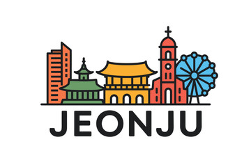 Obraz premium Jeonju city skyline with iconic buildings and landmarks