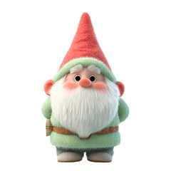 Cute 3D Cartoon Garden Gnome with Red Hat and Beard &ndash; Isolated Character Illustration