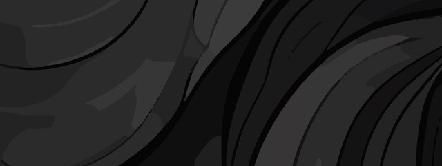 Dark Abstract Curved Vector Texture – Layered Black Wave Design with Moody Flow and Modern Depth for Creative Digital Projects. High-Resolution Dark Swirl Background. Abstract Curved Lines in Charcoal